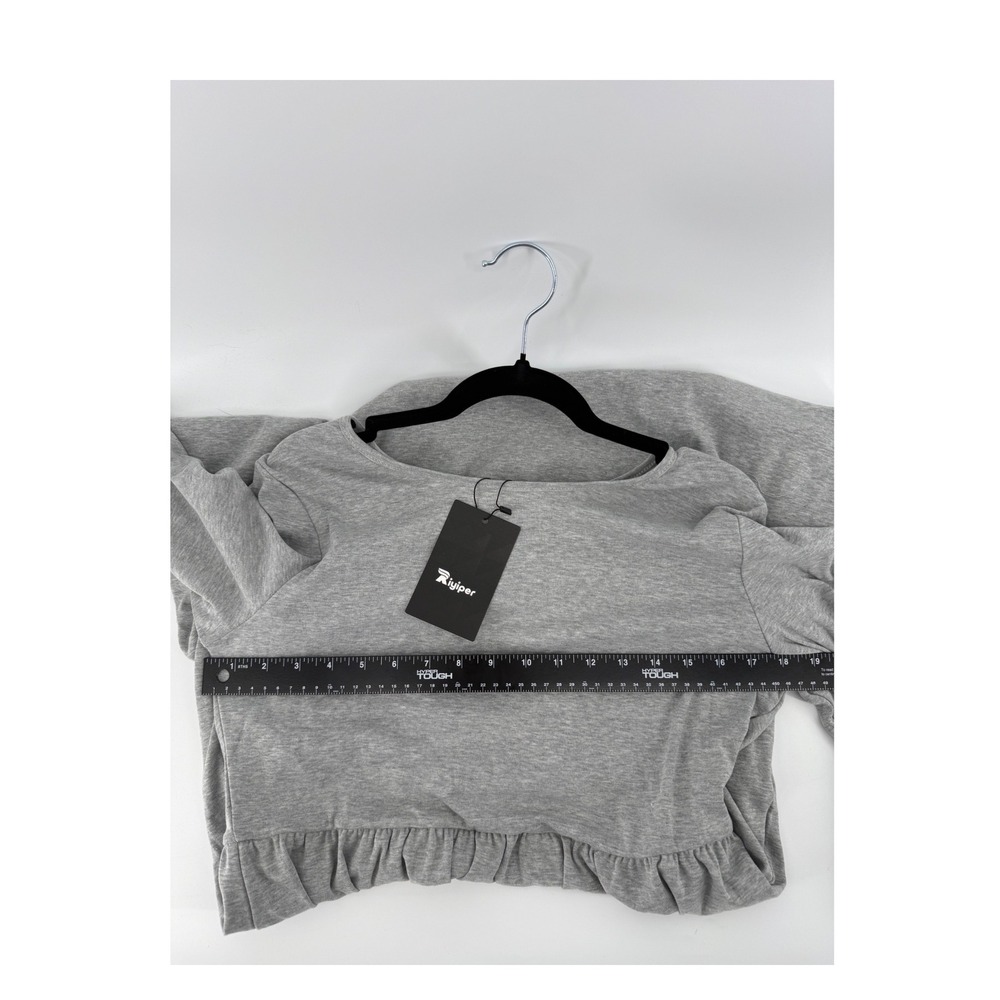 Riyiper Babydoll Dress Womens L Gray Jersey Long Sleeve Empire Waist Minimalist - Picture 4 of 4